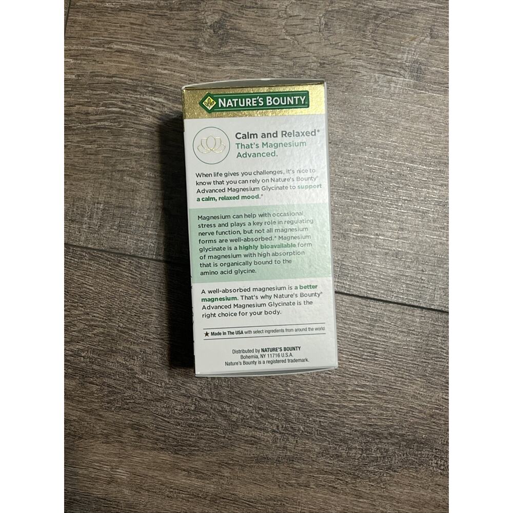 Natures Bounty 360mg Advanced MAGNESIUM GLYCINATE 90 cap High Absorption 02/2028 - Picture 4 of 5